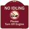 Signmission Designer Series-No Idling Please Turn Off Engine With Graphic, 18" x 18", BU-1818-9829 A-DES-BU-1818-9829 - alternate 1